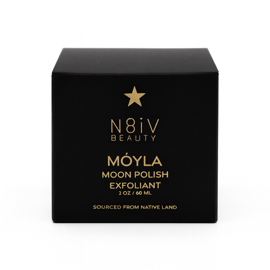 Black box of N8iv Beauty Moya Moon Polish Exfoliant on a white background