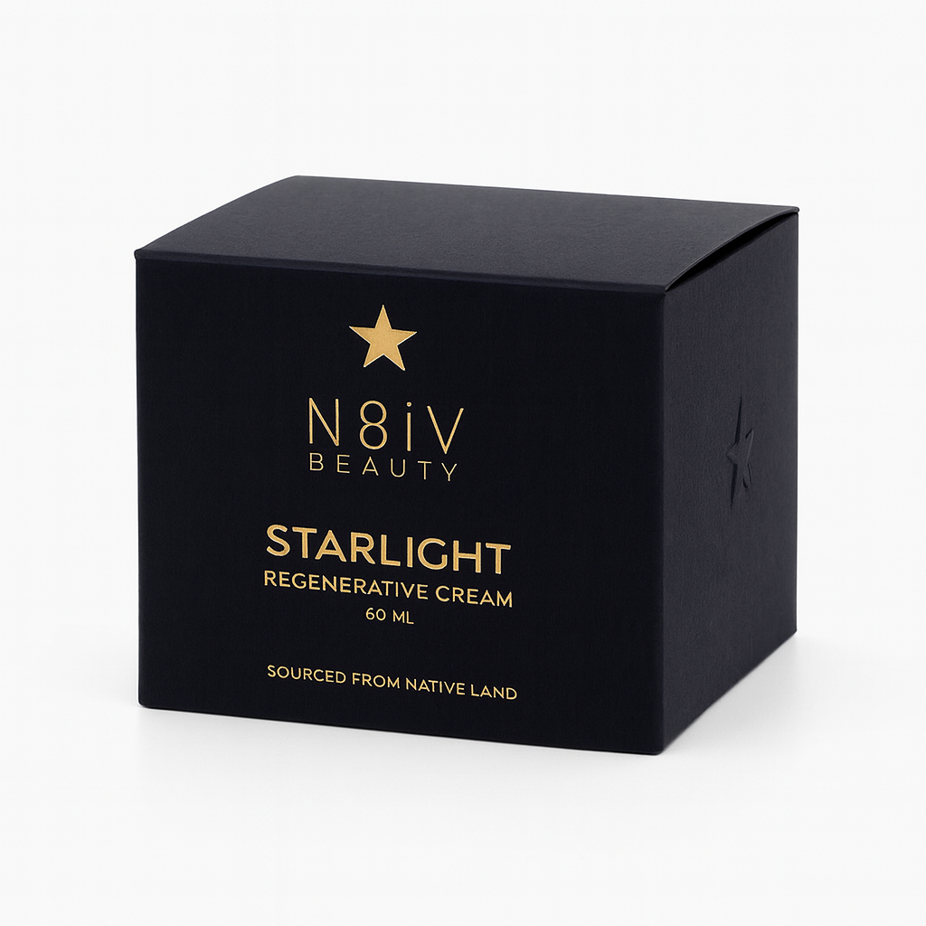 Black box of N8IV Beauty Starlight Regenerative Cream 60 ml on a white background