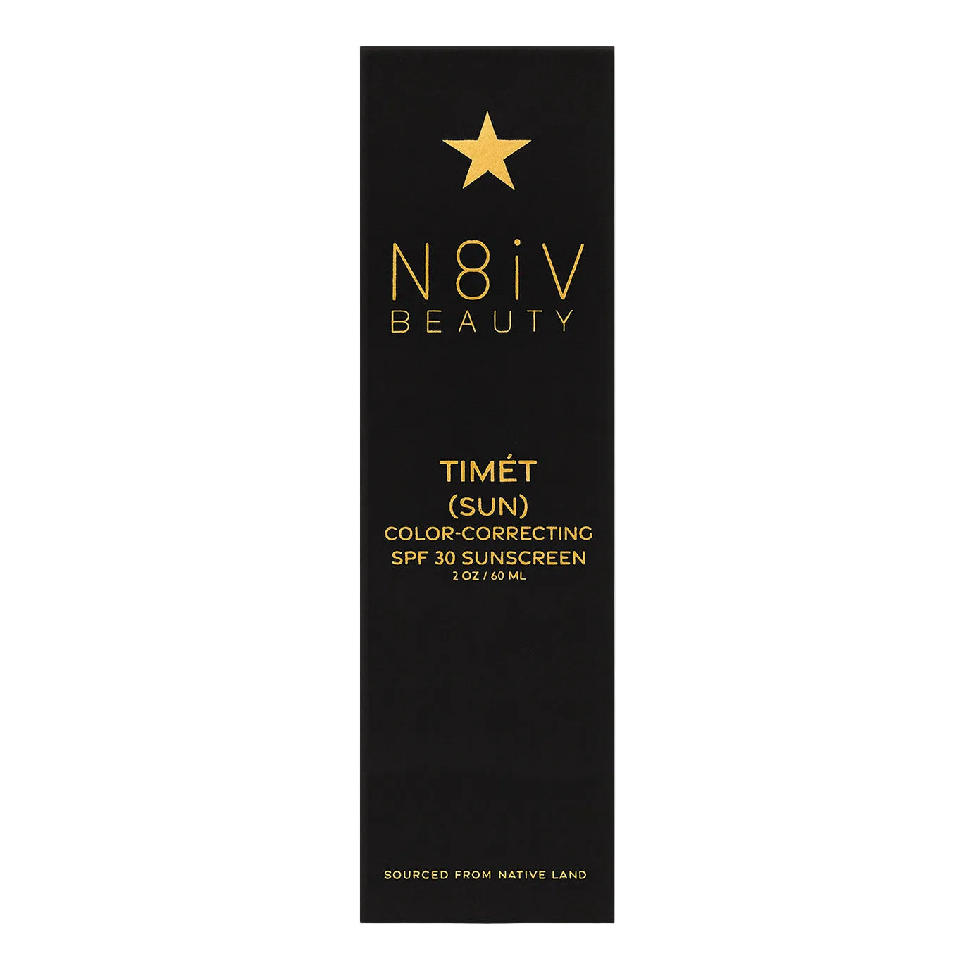 N8iv Beauty Timét Sun color-correcting sunscreen packaging on a white background